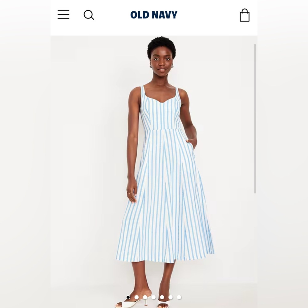 Old Navy Women's Blue and White Midi Dress
